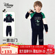 Disney baby迪士尼男童套裝兒童衛衣衛褲兩件套中小童裝棉柔運動(dòng)秋 深藍 130