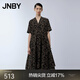 江南布衣（JNBY）春夏連衣裙音符線條印花高腰大裙擺設(shè)計(jì)感寬松中長(zhǎng)款女5N4G13370 077/雜灰咖 M