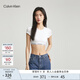 Calvin Klein內衣【摩登引力帶】女士ck無(wú)鋼圈輕運動(dòng)內搭T恤式文胸QF7213AD 100-月光白 M 推薦75B-85A