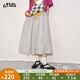 妖精的口袋復古休閑格子闊腿褲女2025年夏季新款寬松顯瘦九分裙褲 格紋白色 M