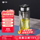 萬象（WANXIANG）雙層玻璃杯大容量高顏值簡約商務(wù)泡茶杯帶蓋高硼硅玻璃杯車載便攜 V49RL-鈦黑亮480ml