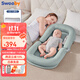 史威比（Sweeby）嬰兒床中床寶寶防吐奶斜坡枕新生兒喂奶斜坡墊防驚跳哄睡床 豆沙綠丨無(wú)級升降+防滑柱