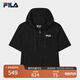 FILA 斐樂(lè )官方女士針織短袖連帽外套2025夏新款時(shí)尚休閑修身上衣 正黑色-BK L 170/88A/L