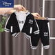 迪士尼（Disney）男童春秋棒球服套裝2025寶寶新款休閑三件套衣服嬰兒百搭洋氣童裝 黑色 K 字母XH棒球服三件套 120