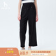 哈吉斯（HAZZYS）女裝 2025夏季新款女士直系帶直筒寬松休閑褲女ATDSP0CBP29 黑色BK 40 (160/72A 40)