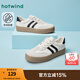 熱風(fēng)（Hotwind）德訓鞋男鞋2025年春季新款男士時(shí)尚復古休閑平底鞋拼色百搭板鞋男 88米黑 40 250mm