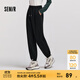 森馬（Semir）休閑褲女冬季搖粒絨衛(wèi)褲分割顯腿長ins潮流百搭簡約束腳長褲 黑色90001 L