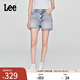 Lee25新品舒適版毛邊設(shè)計天絲淺藍(lán)色水洗女牛仔短褲潮流A08078 淺藍(lán)色 27