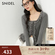 SNIDEL2025春夏新品甜美蕾絲花邊荷葉領(lǐng)修身針織衫上衣SWNT251216 灰色 均碼 (F)