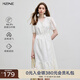 KBNE連衣裙女萊賽爾歐若假日風(fēng)V領(lǐng)蕾絲裙2025夏季新款法式長(cháng)裙女 淺米色 XL
