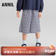 安奈兒（Annil）童裝女童梭織七分褲2025夏新款 藍(lán)白格 170