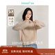 茵曼綿羊毛保暖羊毛衫秋冬女裝顯瘦打底針織毛衣長(cháng)袖上衣 卡其色 M 