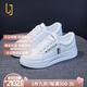 OLJ奢侈高端品牌女鞋小白鞋2025新款平底休閑鞋通勤網(wǎng)面運動(dòng)板鞋 白紅皮面 37