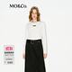 MO&Co.長(cháng)袖T恤標語(yǔ)織嘜棉質(zhì)打底衫簡(jiǎn)約基礎款圓領(lǐng)黑色摩安珂 本白色 S /160