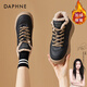 達芙妮（DAPHNE）加絨雪地靴女款2025新款冬季厚底鞋皮毛一體冬季保暖棉鞋運動(dòng)靴子 黑色 加絨 跟高5CM 39 (245mm)