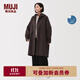 無(wú)印良品（MUJI）女式 不易沾水防紫外線風(fēng)帽長(zhǎng)大衣防曬風(fēng)衣女裝25年早秋外套連帽 深棕色 S （155/80A）