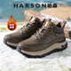 哈森（Harson）男鞋高幫冬季加絨保暖棉鞋戶(hù)外休閑雪地靴厚底皮鞋棉靴 卡其色 44