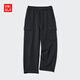 優(yōu)衣庫童裝男童女童高彈力快干運動工裝褲休閑褲褲子新款485162 09 黑色 160