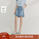 茵曼（INMAN）【商場同款】牛仔短裙2025夏季女裝新款純棉顯瘦a字裙子 淺牛仔 L
