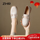 ZHR樂(lè )福鞋女春秋百搭通勤兩穿單鞋女真牛皮軟底女鞋 BK81 米色 39 