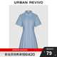 UR2024夏季新款女裝通勤風(fēng)壓褶修身短袖棉質(zhì)連衣裙UWU740075