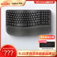 羅技（Logitech）Wave Keys人體工學(xué)鍵盤(pán) 無(wú)線(xiàn)藍牙鍵盤(pán)辦公平板ipad鍵盤(pán)Mac筆記本薄膜鍵盤(pán) 家用雙模帶掌托傾角支架 Wave Keys黑色(帶Bolt接收器)