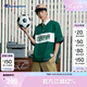 Champion【王俊凱同款】冠軍T恤24春夏新款美式寬松復(fù)古翻領(lǐng)拼接字母短袖 深綠色 M