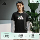 adidas情侶休閑純棉印花上衣圓領(lǐng)短袖T恤男女夏季阿迪達斯輕運動(dòng) 黑色     XL