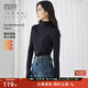 對白【德絨發(fā)熱】半高領(lǐng)打底衫t恤女2025年秋冬新款內(nèi)搭保暖上衣 靜謐黑 M