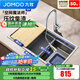 九牧（JOMOO）廚房水槽304不銹鋼雙軌壓紋大單槽洗菜盆一體盆多洗菜池洗碗槽 窄邊雙軌-75*43（不含龍頭）