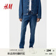 H&M男裝夏季牛仔褲直筒褲中腰彈力棉質(zhì)長(cháng)褲5袋式1008549 深牛仔藍032 170/86 34/30