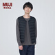 無(wú)印良品（MUJI）男式 便攜式 無(wú)領(lǐng)羽絨背心 羽絨馬甲馬夾 AD0UGA3A 深藏青色 S（165/84A）