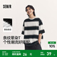森馬（Semir）短袖T恤男暈染條紋情侶裝夏季半袖上衣oversize無性別個性潮 黑白色調(diào)00391 XS