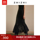 致知ZHIZHI 一絲風 法式針織半身裙女24秋季新款氣質修身魚尾裙 黛黑色 M