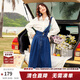 兩三事復古牛仔背帶裙女2025春季新款冬季新款牛仔裙半身裙裙子一人相伴 牛仔藍（小個(gè)子） M