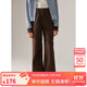 ELLE KIDS童裝秋季女童休閑褲復(fù)古時髦可露麗棕咖色百搭寬松直筒牛仔長褲