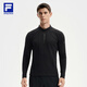 FILA 斐樂(lè )官方男子針織長(cháng)袖衫2025冬季健身運動(dòng)加絨半拉鏈長(cháng)T