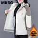 MKRG輕奢高端品牌戶(hù)外沖鋒衣外套女秋冬加絨寬松三合一休閑夾克上衣 1818卡其色 （加絨三合一） XL 100-115斤