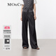 MO&Co.休閑褲中高腰立體壓褶燙挺中縫寬松直筒西褲長(cháng)褲通勤風(fēng)摩安珂 深花灰色 M 165