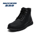 斯凱奇（Skechers）馬丁靴秋冬男士工裝鞋舒適百搭輕便透氣休閑復古鞋 BBK全黑 43
