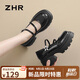 ZHR單鞋女校園風(fēng)舒適粗跟JK小皮鞋女搭扣瑪麗珍女鞋 AB08 黑色 37 