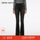 MISS SIXTY2025秋季新款牛仔褲女不規(guī)則磨白中腰修身顯瘦微喇叭褲 黑灰短版 23