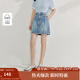茵曼（INMAN）【商場(chǎng)同款】牛仔短裙2025夏季女裝新款純棉顯瘦a字裙子 淺牛仔 L