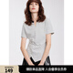 ELLE法式條紋設計感休閑T恤女2025春季新款小眾通勤別致V領(lǐng)短袖 黑白 L
