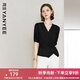 顏域黑色收腰襯衫女士夏季2025新款時(shí)尚小衫簡(jiǎn)約襯衣短袖V領(lǐng)上衣 黑色 XL