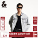 杰克·瓊斯（JACK&JONES）男裝25年淺色牛仔外套男潮流寬松短款牛仔夾克100%純棉春秋外套 牛仔藍C42 常規 牛仔藍C42 L