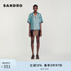 SANDRO女裝法式光澤感翻領(lǐng)印花短袖襯衫SFPCM00947 G202/ 1