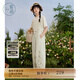紫涵（ZIHAN）紫涵直筒闊腿背帶褲女夏季森系田園風刺繡寬松高腰連體褲 米金 M