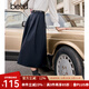 百圖betu女裝秋季新款半身裙簡約高腰半身裙顯瘦赫本裙女2309T96 深寶藍(lán) M
