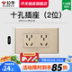 公牛（BULL）118型開關(guān)插座面板多位組合墻壁電源九孔網(wǎng)絡(luò)線三聯(lián)四聯(lián)插座G04金 十孔（2位六孔） 插座